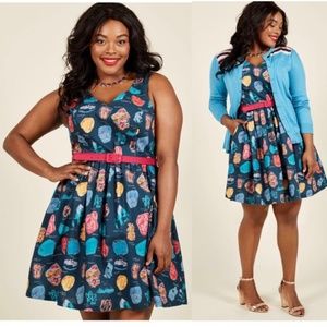 Modcloth Zest of the Brunch A Line Dress in Geode